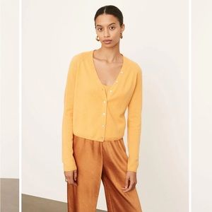 New Vince 100% Cashmere Scoop Neck Tank and Cardigan Orange Tangelo Size XS